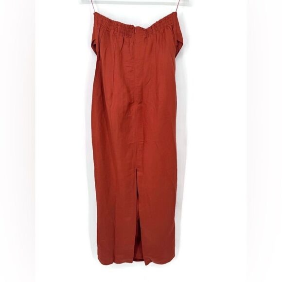 Rumer Roam Bandana Maxi Linen Chocolate Brown Cutouts Dress Med NWT - Picture 5 of 11
